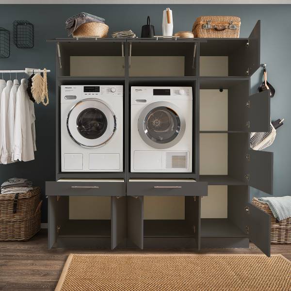 Wasmachinekast-set Laundreezy B antracietkleurig - 185 x 200 cm