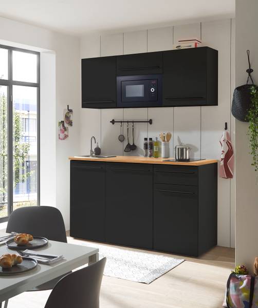 Cuisine Pattburg Noir mat - Sans électroménager