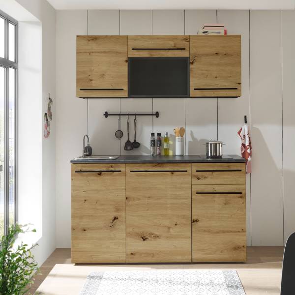 Singleküche Pattburg Eiche Artisan Dekor - Ohne Elektrogeräte