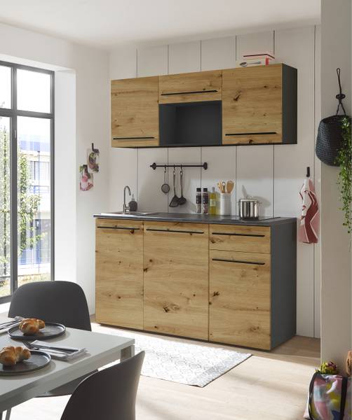 Singleküche Pattburg Eiche Artisan Dekor - Ohne Elektrogeräte