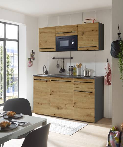 Singleküche Pattburg Eiche Artisan Dekor - Ohne Elektrogeräte