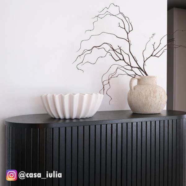 Highboard BARAWOH Echtholzfurnier - Eiche Schwarz