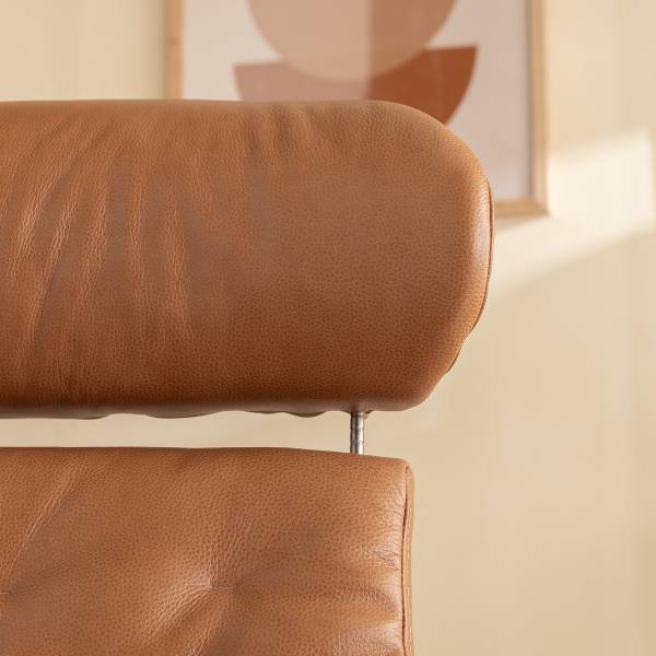 Relaxsessel HARRIGA Leder / Eisen - Hellbraun / Schwarz - Echtleder Ulicia: Cognac