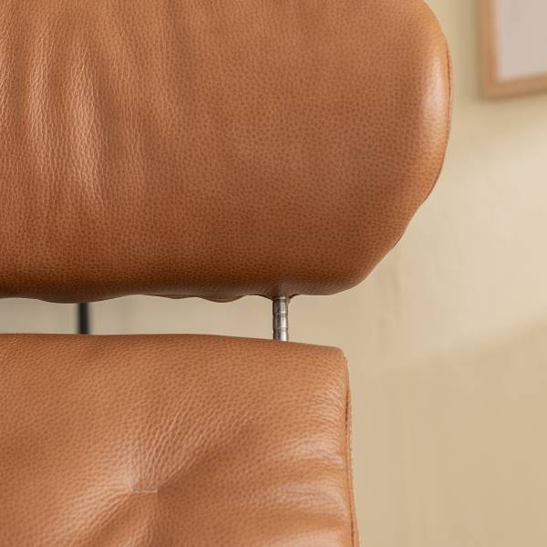 Relaxsessel HARRIGA Leder / Eisen - Hellbraun / Schwarz - Echtleder Ulicia: Cognac