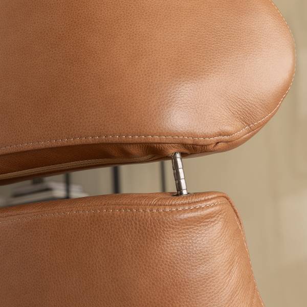 Relaxsessel HARRIGA Leder / Eisen - Hellbraun / Schwarz - Echtleder Ulicia: Cognac