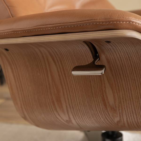 Relaxsessel HARRIGA Leder / Eisen - Hellbraun / Schwarz - Echtleder Ulicia: Cognac