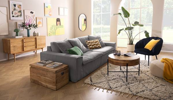 3-Sitzer Sofa BUCKSTON Cordstoff Zuri: Grau