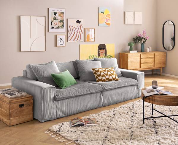 3-Sitzer Sofa BUCKSTON Cordstoff Zuri: Grau