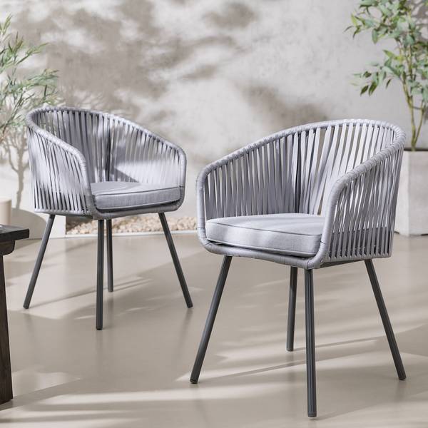 Gartenstuhl NOXI 2er-Set Stahl / Polyester - Hellgrau