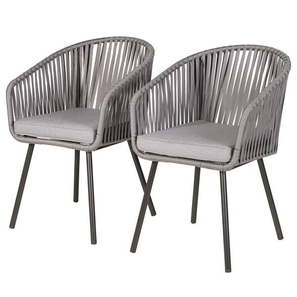 Gartenstuhl NOXI 2er-Set Stahl / Polyester - Hellgrau