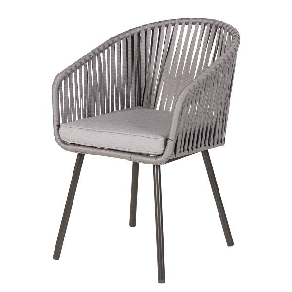 Gartenstuhl NOXI 2er-Set Stahl / Polyester - Hellgrau