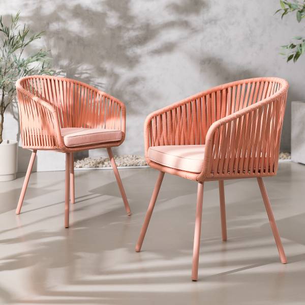 Gartenstuhl NOXI 2er-Set Stahl / Polyester - Flamingorosa