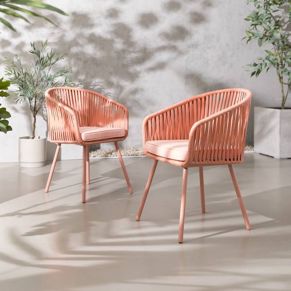 Gartenstuhl NOXI 2er-Set Stahl / Polyester - Flamingorosa