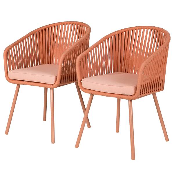 Gartenstuhl NOXI 2er-Set Stahl / Polyester - Flamingorosa