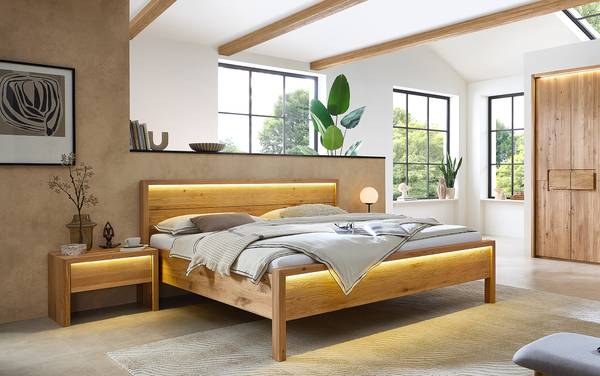 Letto con illuminazione Zabud rovere - 200 x 200cm