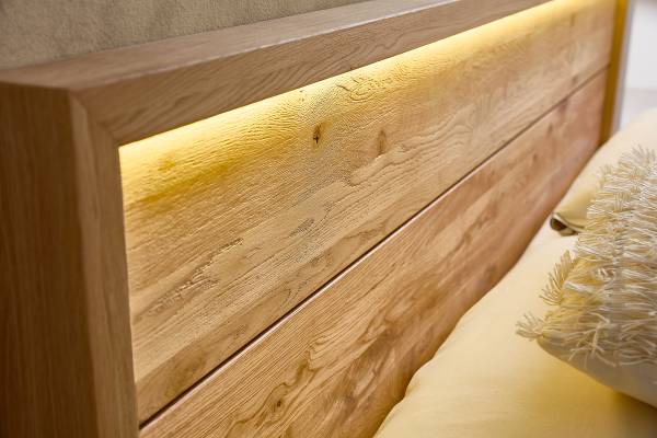 Letto con illuminazione Zabud rovere - 200 x 200cm