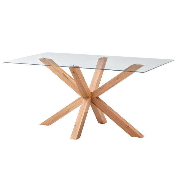 Table en bois DUODA rectangle Verre / Chêne massif - Chêne