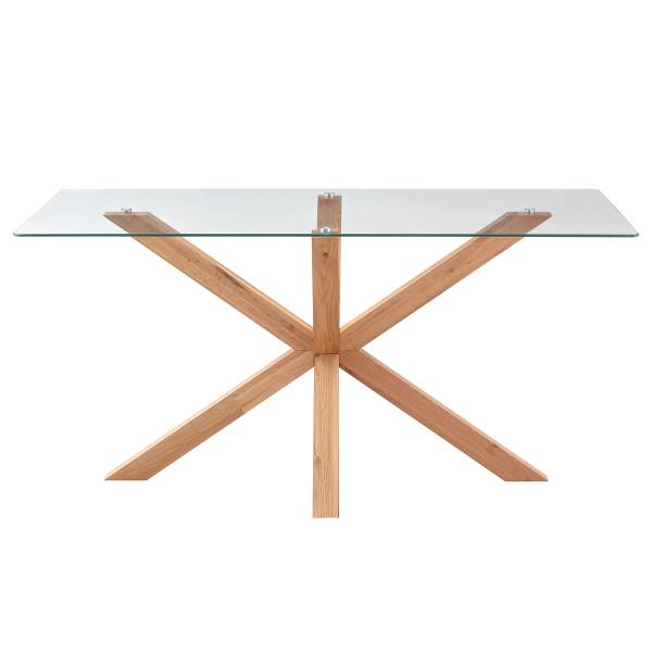 Table en bois DUODA rectangle Verre / Chêne massif - Chêne