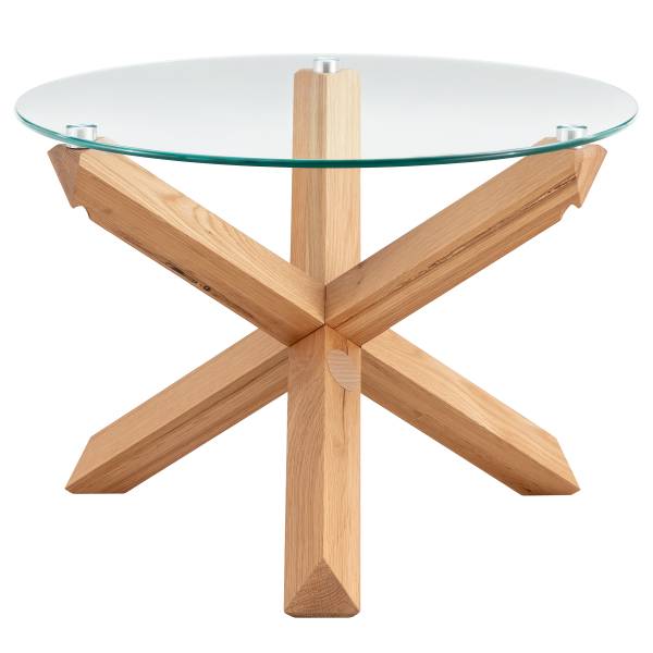 Couchtisch DUODA rund Glas / Eiche massiv - Eiche