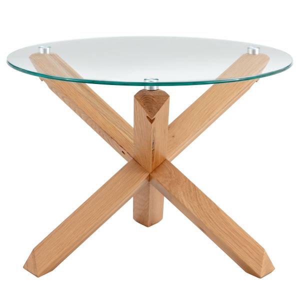 Couchtisch DUODA rund Glas / Eiche massiv - Eiche