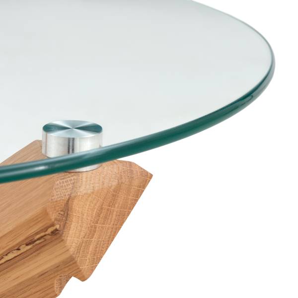 Couchtisch DUODA rund Glas / Eiche massiv - Eiche