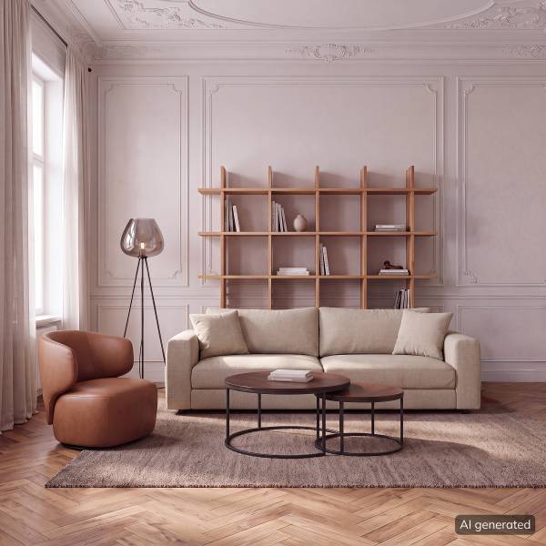3-Sitzer Sofa LAYAA Webstoff Saia: Beige
