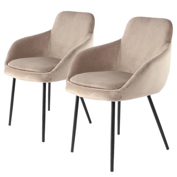 Armlehnenstuhl Cobain 2er-Set Polyester / Eisen - Taupe
