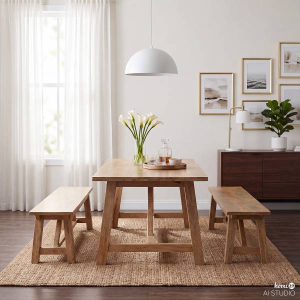 Massive Sitzbank Chanelle Mango - Breite: 200 cm