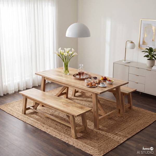 Massive Sitzbank Chanelle Mango - Breite: 200 cm