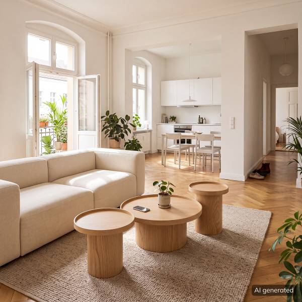 Couchtisch-Set BOURAPIL 3-teilig Echtholzfurnier - Eiche