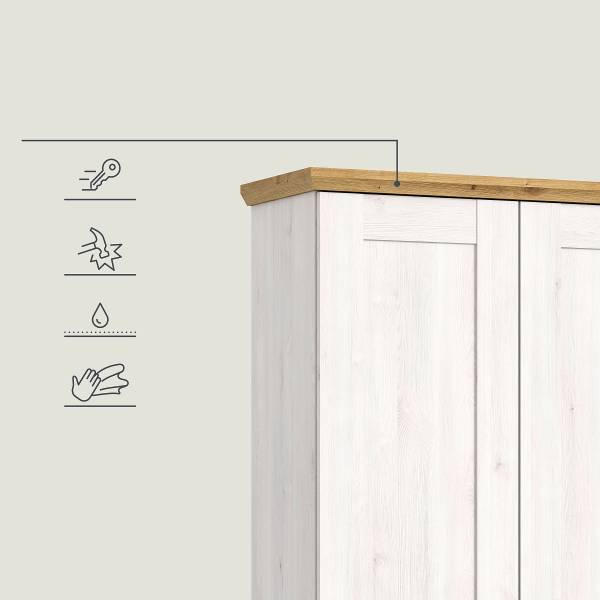 Garderobenbank Damflos Weiß / Eiche Artisan Dekor