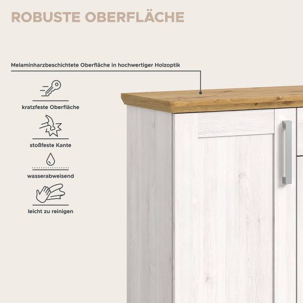 Schuhkommode Damflos Typ C Weiß / Eiche Artisan Dekor