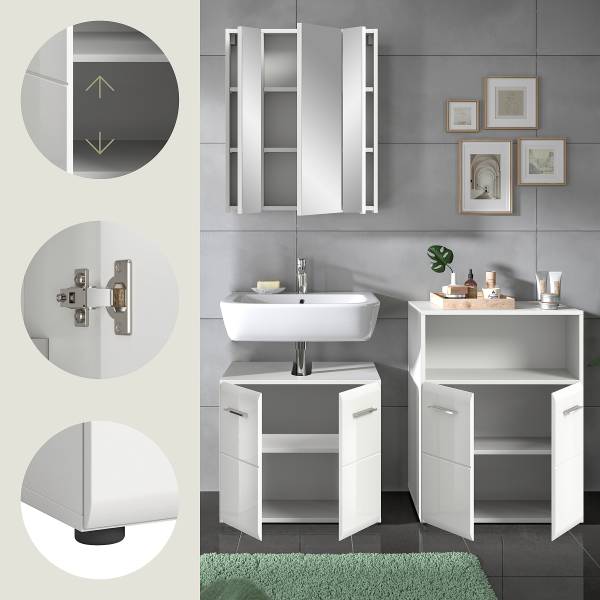 Set di mobili da bagno Amethian J Bianco lucido