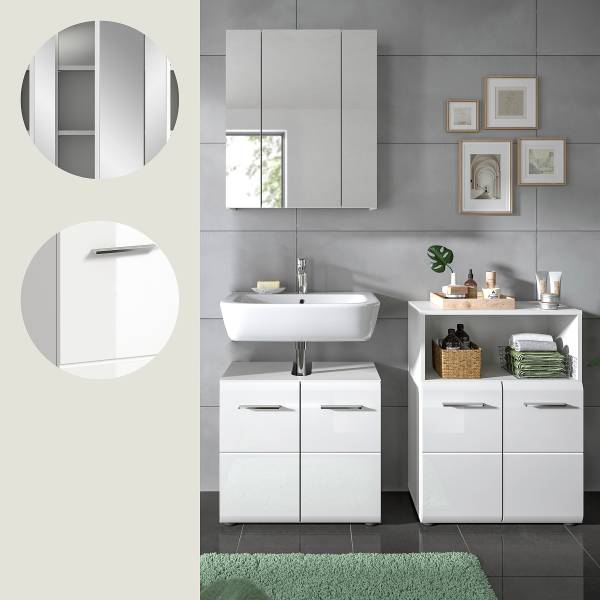 Set di mobili da bagno Amethian J Bianco lucido