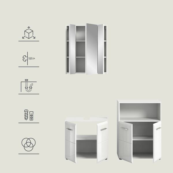 Set di mobili da bagno Amethian J Bianco lucido