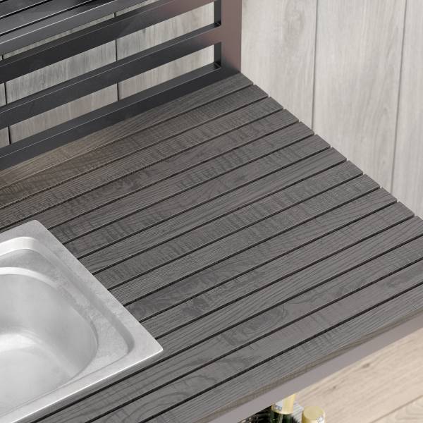 Mobile da esterno con lavello Portol Alluminio / materiale plastico - Nero