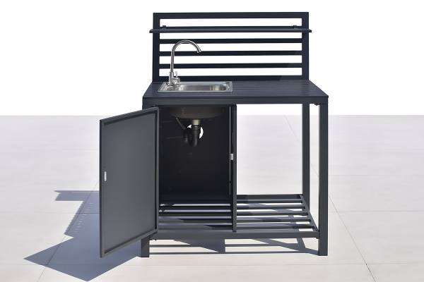 Mobile da esterno con lavello Portol Alluminio / materiale plastico - Nero