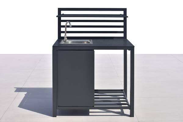 Mobile da esterno con lavello Portol Alluminio / materiale plastico - Nero