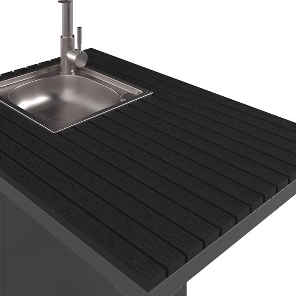 Mobile da esterno con lavello Portol Alluminio / materiale plastico - Nero