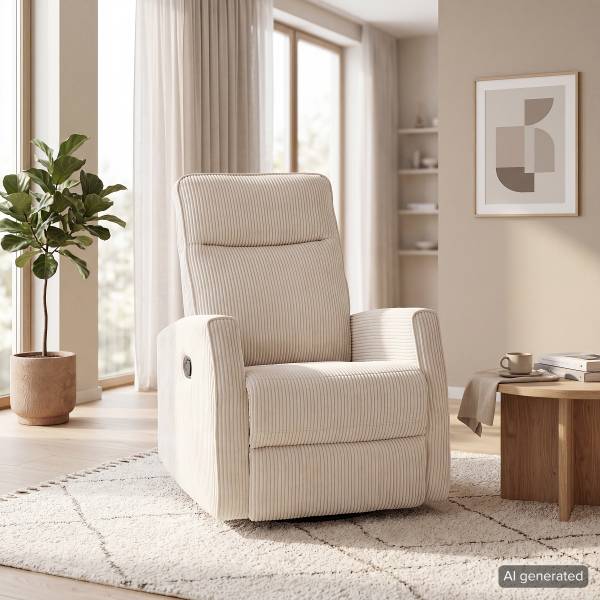 Fauteuil TV Poleo Velours côtelé Doina: Crème