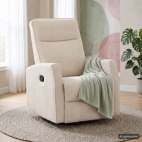 Fernsehsessel Poleo Cordstoff Doina: Creme