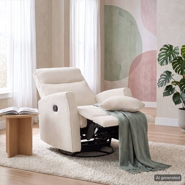 Fernsehsessel Poleo Cordstoff Doina: Creme