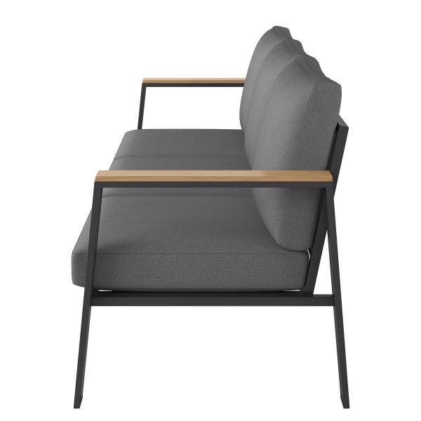 3-Sitzer Loungesofa Aviel Aluminium / Polyester - Anthrazit