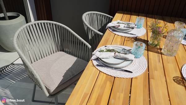 Gartentisch Keens Akazie massiv / Aluminium - Braun / Beige