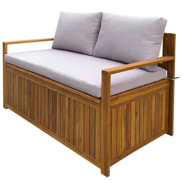 Massive Gartenbank Luwo Akazie massiv / Polyester - Braun / Grau