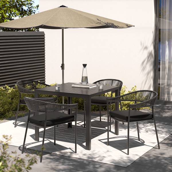 Gartentisch Arjan Stahl / Polywood - Schwarz - Breite: 90 cm