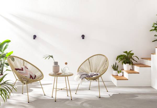 Sitzgruppe Copacabana 3-teilig Stahl / Polyrattan - Beige