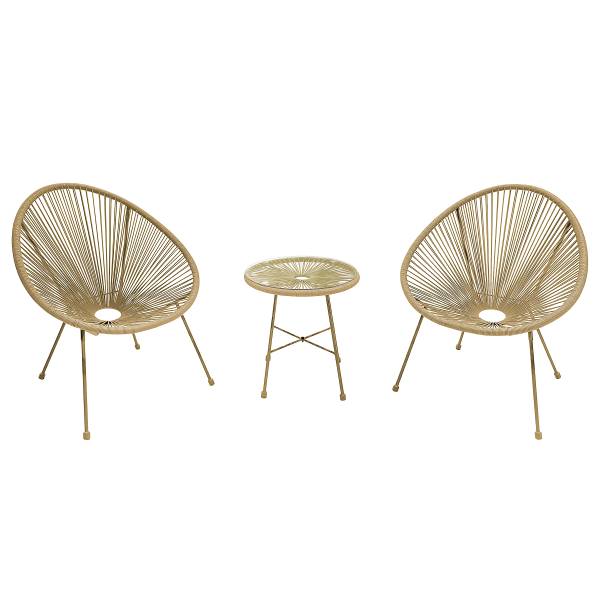 Sitzgruppe Copacabana 3-teilig Stahl / Polyrattan - Beige