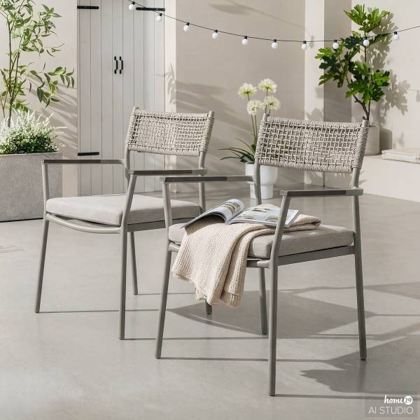 Gartenstuhl Kiran 2er-Set Aluminium / Polyester - Grau