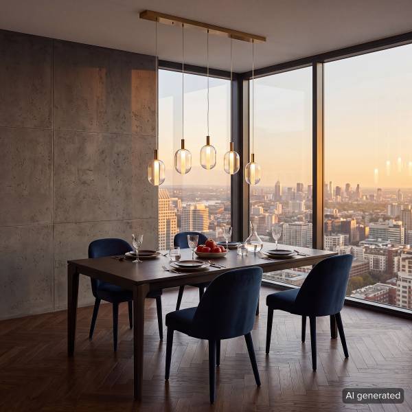 Pendelleuchte EXEMLAR Farbglas / Aluminium - 5-flammig - Flammenanzahl: 5